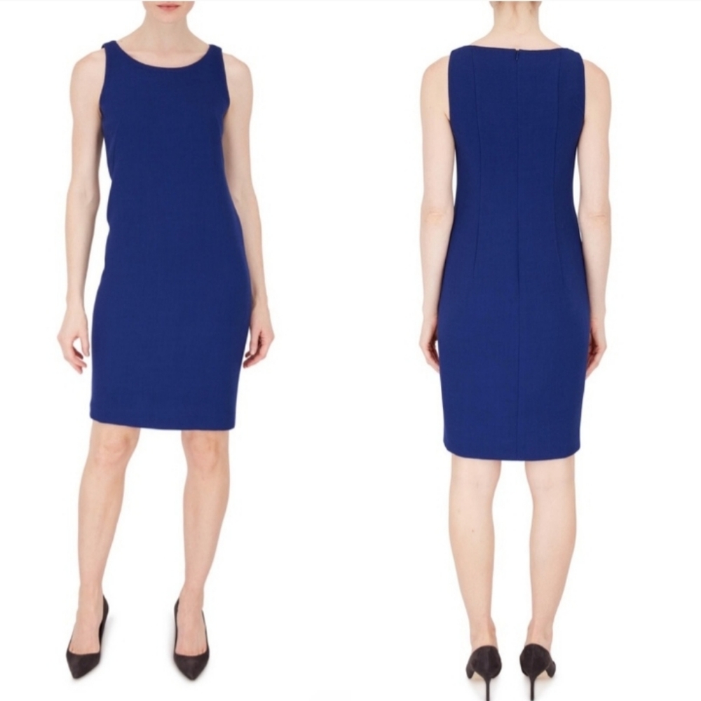 🌸 Akris Wool Crepe Double-Face Sleeveless Sheath Dress in Royal Blue Size 8